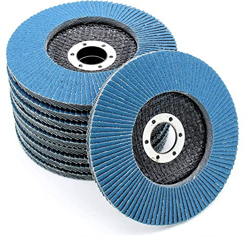 FD-Workstuff Ensemble de 10 Compartiments Disques Abrasifs en Inox de 125 mm, Grain 100, Couleur Bleu - La Solution Parfaite en Disques à Lamelles pour un Polissage de Qualité