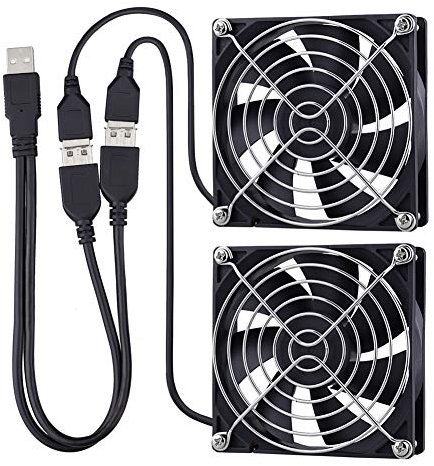 2 Packs Wathai 92mm x 25mm 90mm 5V USB Fan for Receiver AV cabint Game Console PC Laptop TV Box Projector Router Cooling