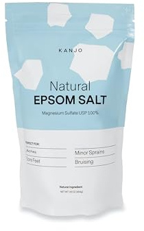 Sal de Epsom Natural FSA HSA elegível - Sal de Banho USP 100% Sulfato de Magnésio Puro - Mergulhe para dor muscular, dor nos pés e alívio da dor nas articulações - Sem perfume - Saco de 473 ml