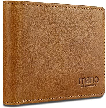 mano Don Pietro Geldbörse ohne Münzfach Leder - Portemonnaie Herren Damen Querformat Cognac - Geldbeutel Portmonee Wallet Brieftasche Portmonaise