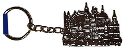 Porte-clés en métal avec icônes et horizon de Londres – Big Ben / Eye / Westminster / Tower Bridge / Cathédrale St Paul / The Shard / Bus Routemaster à deux étages / Taxi/ Souvenir du Royaume-Uni