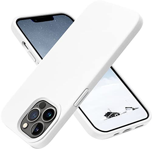 OTOFLY Compatible with iPhone 13 Pro Case, Liquid Silicone Slim Protective Shockproof Phone Case Cover with Anti-Scratch Microfiber Lining, 6.1 inch, White