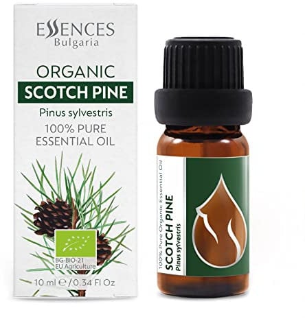 Essences Bulgaria Organic Scotch Pine Essential Oil 10ml | Pinus Sylvestris | 100% Pure and Natural | Undiluted | Therapeutic Grade | Family Owned Farm | Steam-Distilled | Non-GMO | Vegan