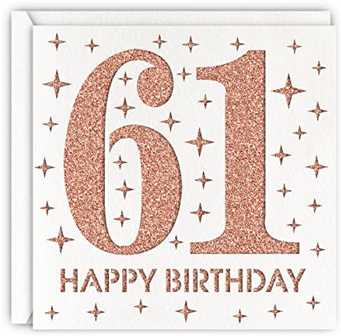 MAGJUCHE Geburtstagskarte zum 61. Geburtstag, lasergeschnitten, glitzernd, für Frau, Alter 61, Geburtstagsgeschenk für Mutter, Ehefrau, Schwester