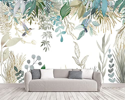 MUNXIN WALLPAPER Papier Peint Panoramique Feuilles Tropicales Élégantes Fleurs Et Oiseaux Poster Tapisserie Mural Personnalisé 3D Pour Salon Chambre Décoration Murale