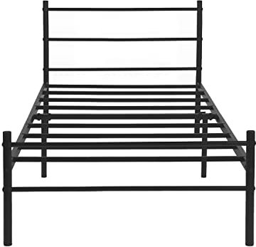 DORAFAIR Metallbett Einzelbett Jugendbett Bettrahmen Gästebett Bettgestell 90x190cm mit Lattenrost