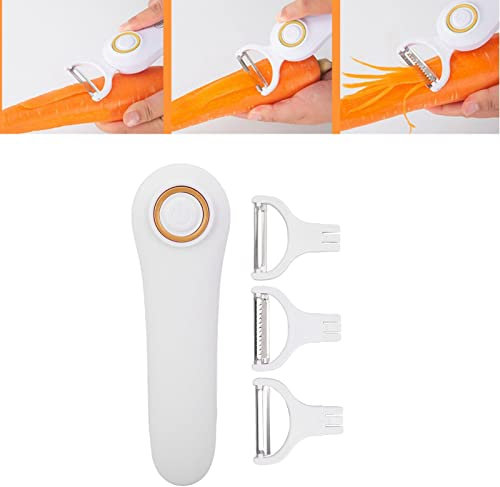 Éplucheur électrique de Fruits et Légumes, éplucheur Manuel de Pommes de Terre, éplucheur de Pommes de Terre électrique, avec Trois Couteaux D'office en Acier Inoxydable de Haute Qualité, pour Cuisine