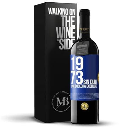 «1973. Sin duda, una cosecha excelente» Mensaje en una Botella. Vino Tinto Premium Reserva 12 Meses + Gift Box. Etiqueta Azul PERSONALIZABLE