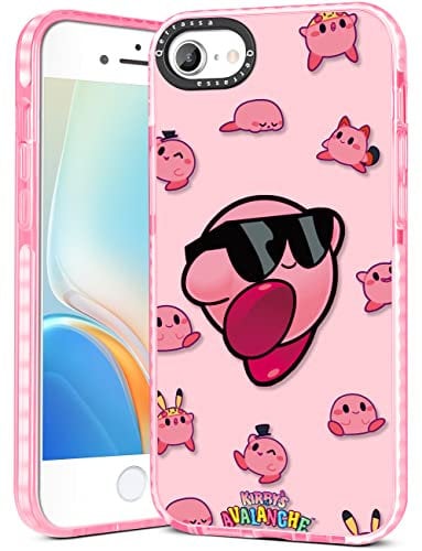 Qerrassa Pink Kirb für iPhone 6/6S/7/8/SE 2020/SE 2022 4,7 Zoll Hülle Niedliche Cartoon-Figur Mädchen für Mädchen Kinder Frauen Handyhüllen Anime Lustiges Design Kawaii Mode Weiches TPU für iPhone