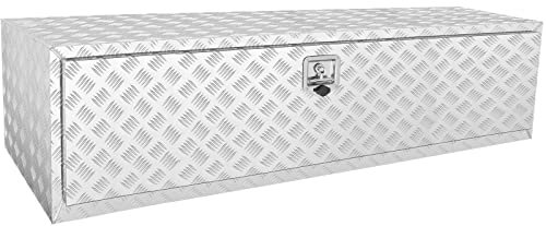 VEVOR Underbody Truck Box, 60×24×24 Pickup Storage Box, Heavy Duty Aluminum Diamond Plate Tool with Lock and Keys, Waterproof Trailer Storage Box with T-Handle Latch for Truck, Van, Trailer