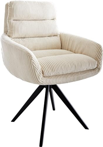 Polsterstuhl Abelia-Flex mit Armlehnen Kreuzgestell kantig Schwarz Cord Beige
