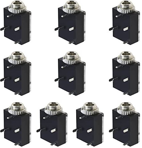 Be In Your Mind 10pcs 3.5mm Stereo Jack PCB Montaggio Connettore con Viti per Telefoni Audio Video Apparecchiature Lettori PJ324M DC30V Tono Nero