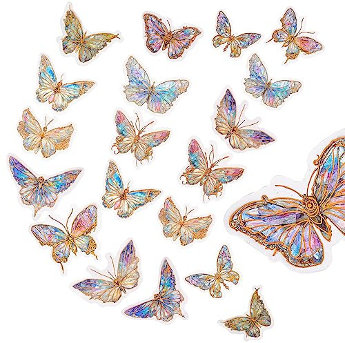 VIKY 20 Stück Schmetterling Sticker Set Kinder,Scrapbooking Sticker,Glitzer Sticker Vintage,Schmetterlinge Deko Stickers,PET Schmetterling Aufkleber,Schmetterling Deko Set für DIY Fotoalbum Journaling