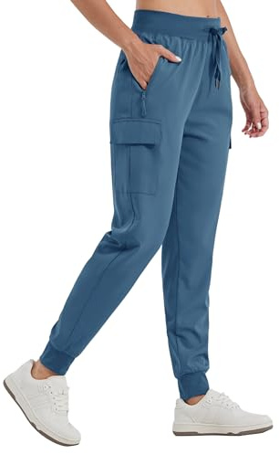 WILLIT Damen Trekkinghose Jogginghose Cargohose Leichte Wanderhosen Schnelltrocknende Wasserdicht Arbeitshose Outdoorhose Ozean Blau L