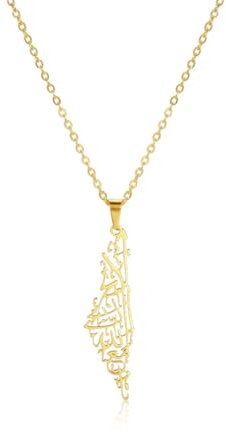 Amaxer Israel Palästina Karte Halskette Anhänger Halskette für Männer Land Geographie Edelstahl Schmuck Geschenk Kette Halskette (Israel Palästina Karte-G)
