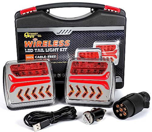 Yuanjoy Magnetische kabellose LED Rücklichter Anhänger Set, 12V KabelDynamische Anhänger Rücklichter, Rücklicht Auto Wohnwagen Wasserdicht Rücklichter Anhänger E-Mark