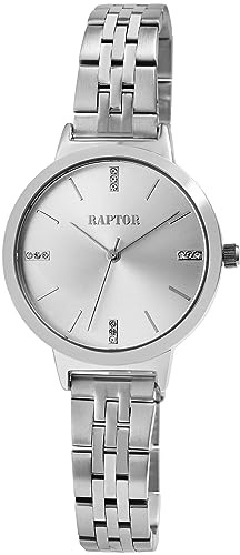 Raptor Fleur Damen-Uhr Edelstahl Faltschließe dezent modern Analog Quarz RA10229 (silberfarbig)