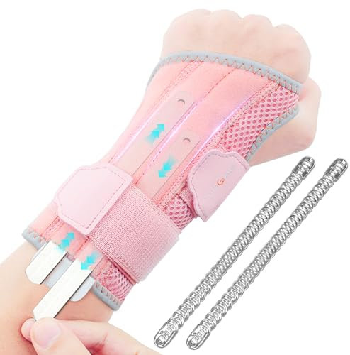 CURECARE Handgelenkbandage mit 3 Metallschiene zur Karpaltunnelsyndrom, Atmungsaktive Handgelenkstütze für Frauen Männer, Handgelenkschiene für sehnenscheidenentzündung (S/M, Links)