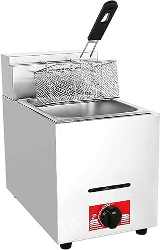 10L Commercial Gas Fryer, Countertop Basket Stainless Steel Deep Fat Fryer Restaurant Home Fries Chip
