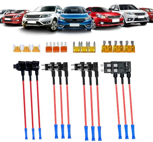 Fuse Taps Automotive - Fuse Wire Plug Adapter Fuse Kit - Fuse Tap Adapter with Fuses, Slot Holder, Add-A-Circuit for Car, Truck, Motorhome, 24 Pieces