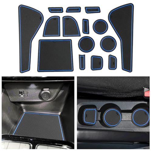 CDEFG Kompatibel mit Opel Corsa F 2020-2024 2025, Gummimatten Mittelkonsole Antirutschmatten rutschfest Becherhalter Gummi Matte Armlehne Corsa F Manuelle Bremse Zubehör (Blau)