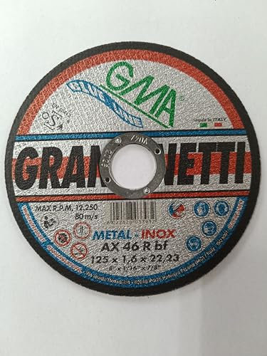 Dischi da taglio ultrasottili piani LINEA BLUE LINE AX46RBF 125x1,6x22,23 GRANDINETTI confezione da 100 Pezzi Taglio veloce ferro ed Inox