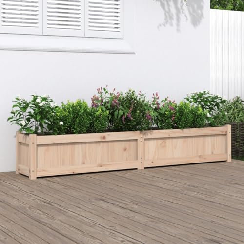 Festnight Hochbeet für Garten Balkon Terrasse Pflanzkübel Holz Hochbeete Blumenkasten Draußen Pflanzkasten Blumenbeet Gemüsebeet Massivholz Kiefer 180x31x31 cm