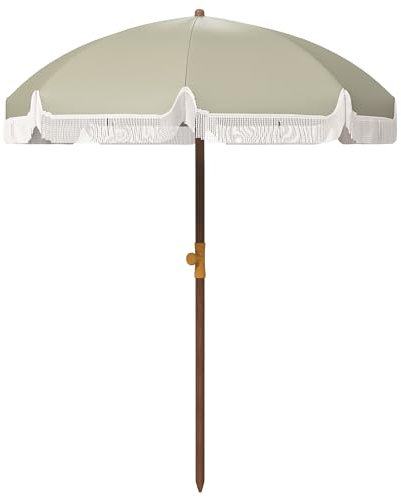 Outsunny Parasol de plage parasol d'extérieur rond parasol à frange protection UV 40 + avec 8 baleines sac de transport inclus vert