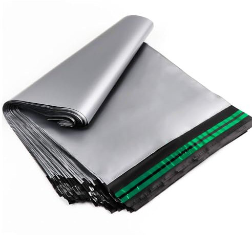 Venuscello® 100 extra starke, graue Versandtaschen, 30,5 x 40,6 cm, grün gestreift, große Versandtaschen, Versandtaschen, Paketversand für Kleidung, 100 Stück