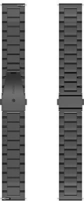 SMYAOSI Edelstahl Uhrenarmband für Aigo GT8 Ersatz Poliert Metall Matt Gebürstet Armband für Herren Damen Aigo GT8 Strap mit Schmetterlingsschnalle (Schwarz)