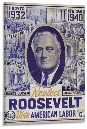 REDCHAMBER Poster, Motiv: Weltkrieg, Politische Führer, Franklin D. Roosevelt, Poster, Gemälde, Leinwand, Wandkunst, Wohnzimmer, Poster, Gemälde, 60 x 90 cm