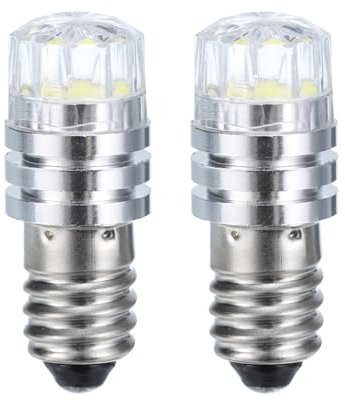 sourcing map 3V/0.12A E10 Mini LED Light Bulbs, 2Pcs Miniature Screw Bulbs Flashlight Bulbs for Scientific Experiment Lighting DIY Accessories, White Light