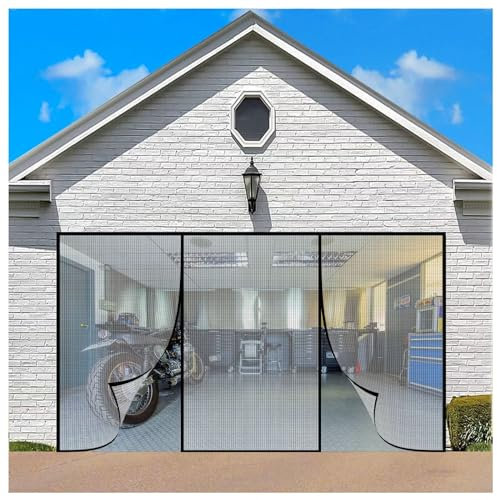 Fly Screen Door Insect Screen Door Insect Screen Roller Blind Sliding Door 295x190cm with Full Frame Magic Tape Fastener & Sewn-in Weights, Black Kit
