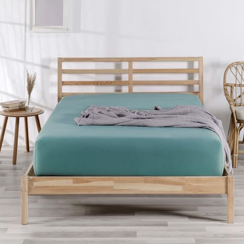 Nordqueen Spannbettlaken Baumwolle 100% Spannbetttücher Bettlaken Jersey, Matratzenhöhe bis 25 cm, (Turkuaz, 180X200 cm)