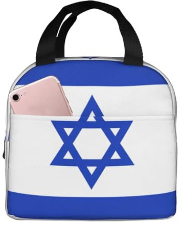 WURTON Lonchera aislada con estampado de bandera israelí para adultos, para el trabajo, oficina, picnic, playa, viajes