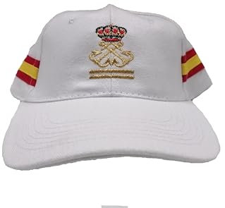 Gorra Bandera España Bordado Patrón de Yate. Color Blanco.