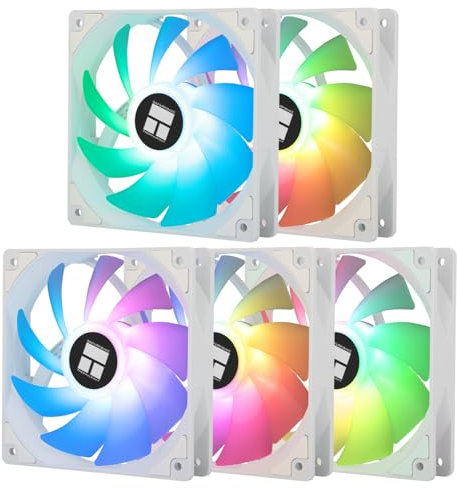 Thermalright TL-C12CW-S X5 Ventilateur de processeur Blanc 1550 tr/min Vitesse de rotation 120 mm Ventilateur de contrôle PWM pour boîtier et refroidissement liquide et processeur(5 pièces)