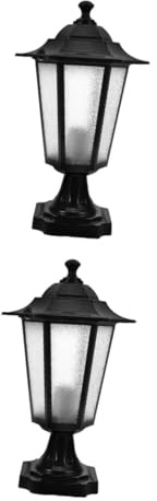 WOONEKY 2pcs Garden Lanterns Outdoor Pillar Lamp for Gate Post Light Pathway Patio Decorative Battery Operated Villa Style