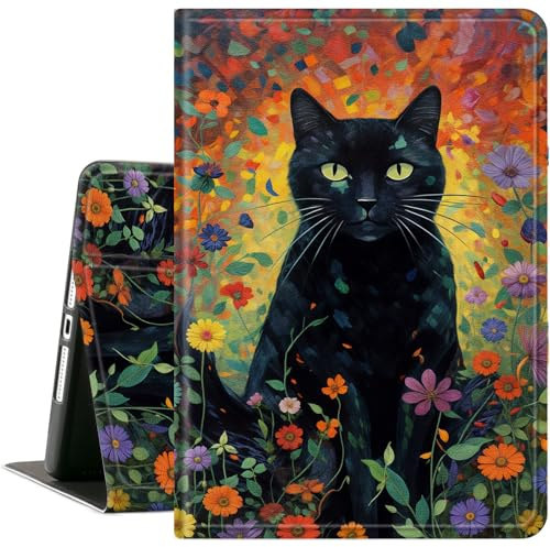 for Kindle Fire 7 Tablet 12th Generation 2022 Release Case, Slim Cover Case with Auto-Wake/Sleep for Kindle Fire 7 2022,Cat Weed Flowers