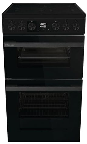 Hisense HDCEC5C10B Freestanding Ceramic Electric Cooker with Double Oven 69/43 Litres - Black, A Rated Double Oven [Energy Class A]
