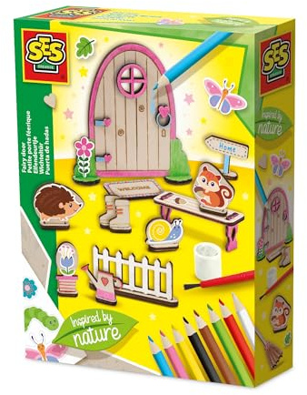 SES Creative 14038 Fairy Door - Inspired by Nature - Creative Craft Kit for Kids Aged 5+ - Includes Wooden Mini Door and Accessories for Easy Assembly