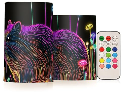 famyily Ästhetisches Meerschweinchen-Stumpenkerzen-Set mit Farbwechsel, für Dekorationen, 10,2 cm, 12,7 cm, 2 Stück