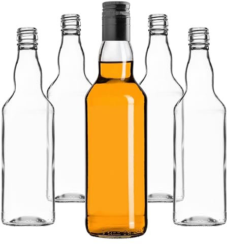 KADAX Lot de 50 bouteilles en verre à remplir - 500 ml - Bouteilles de liqueur vides avec bouchon à vis - Bouteilles de jus de fruits - Bouteilles pour liqueur, eau-de-vie (noires, longues)