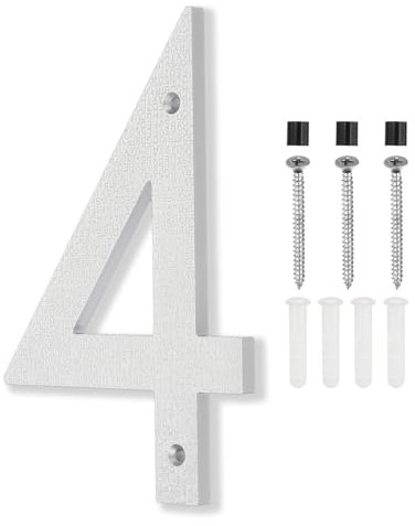 PATIKIL 8 Inch House Numbers, House Address Numbers Sign Large Floating Modern Home Number with Screws for Outside Door Wall Street, Silver, 4