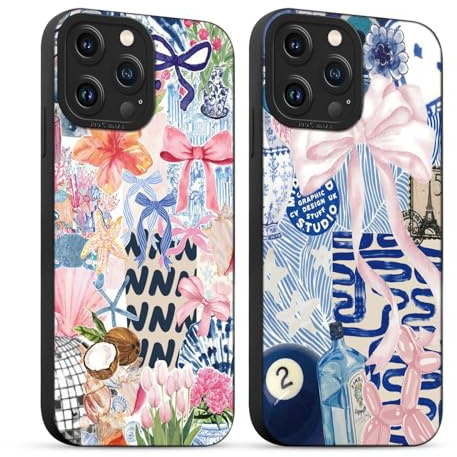 Yirlbey 2 Stück für iPhone 11 Pro Max Hülle 6,5 Zoll Collage Sommer Handyhülle Aesthetic Summer Motiv Schleifen Muster Design, Weiche Bunt Silikon TPU Ultra Dünn Kameraschutz Schutzhülle Mädchen Case