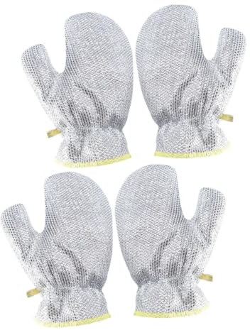 SOPOTUTU 2pares Guantes De Cocina Impermeables Resistentes Doble Para Fregar Platos y Eliminar Manchas Con Estropajo De Alambre Acero Inoxidable Para Limpieza Multifuncional Hogar y Restaur