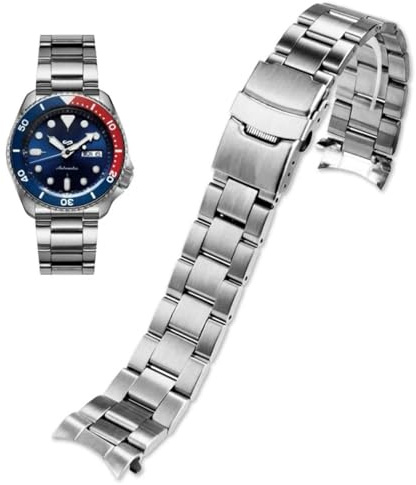 Danxancy Stainless Steel Watch Band Curved Ends Tapered 18mm 19mm 20mm 21mm 22mm 23mm 24mm Flexible Metal Watch Strap Smartwatch Bracelet Deployment Double FlipLock Buckle Silver Black