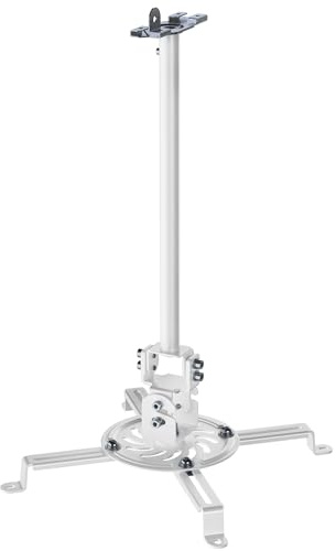 VIVO Universal Metal Drop Ceiling Projector Mount for Regular and Mini Projectors, 15.5 inch Pole Extension, Projection Bracket with Extending Arms, White, MOUNT-VP10DP