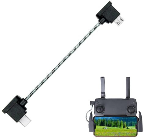 Cavo di ricarica da tipo C a micro USB per DJI mini 2 accessori DJI Controller 15 cm compatibile con DJI Mavic Mini/Pro Air Spark Cavo di ricarica USB C a 90 gradi, nero