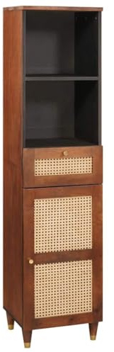 vidaXL Sideboard with Drawer Brown 38 x 33.5 x 160 cm Solid Mango Wood, Bathroom Storage, Rectangular Cabinet, Modern Indoor Organizer, Durable Sideboard, Compact Utility, Minimalist Decor